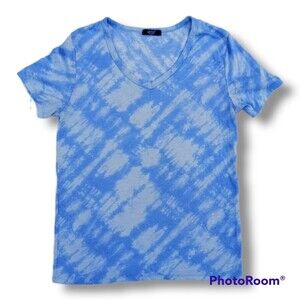 Weekend Soul Blue & White Tie-Dye S/S Shirt - Small -Glitchcore - Y2K- Hatched
